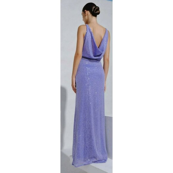 Baobab Drape Neck Teva Sequin Formal Gown Maxi Dress Size Large NWT - Picture 2 of 9